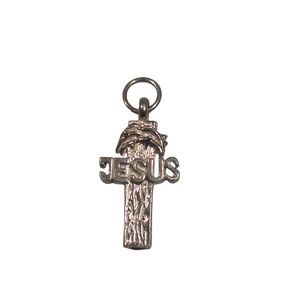 Vintage Sterling Silver 925 Jesus Cross Pendant Charm 1.6g 1" Religious...